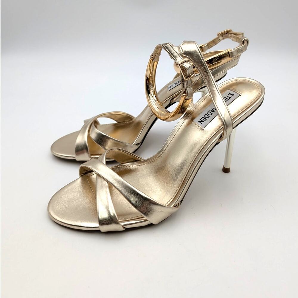 Steve Madden Dianna Ankle Strap Stiletto Sandals Women's Gold Size US8M EU38.5